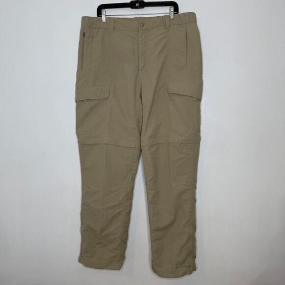 North Face XL Convertible Cargo Pants Khaki Nylon Outdoor Hiking Trail - Picture 1 of 7